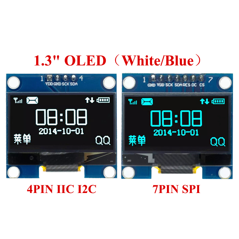 Ssd1306 - 1,3-дюймовый OLED-модуль 1,3-дюймовый модуль дисплея, белый/синий,