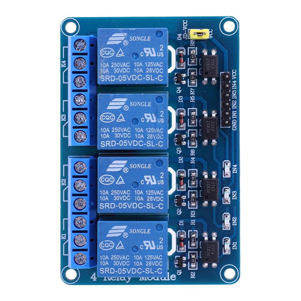 5В 12В 4-канальная релейная пл – обзор и цена Relay Module 4 Channel