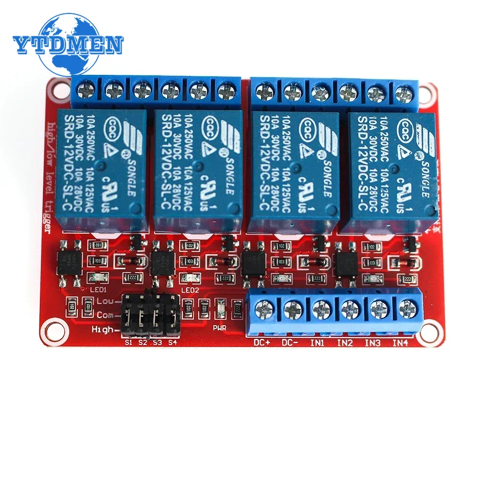 1 шт. релейный модуль 5 В 12 В – обзор и цена Relay Module 4 Channel